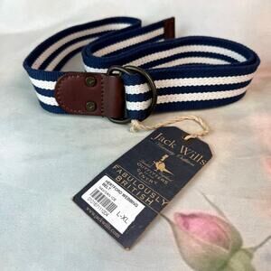 NWT Jack Wills Hertford Webbing Navy & Vanilla Ice Striped Canvas Belt